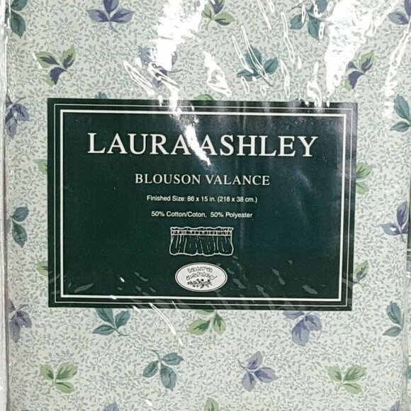 NEW Vintage Laura Ashley Blouson Valance Ashborne Blue Green Floral 86"X15" - Picture 1 of 3